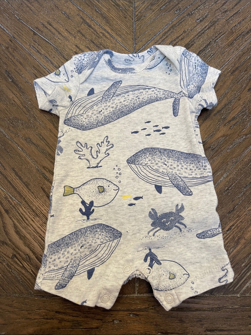 Carter's Gray One-Piece Whale & Sea Life Romper NB
